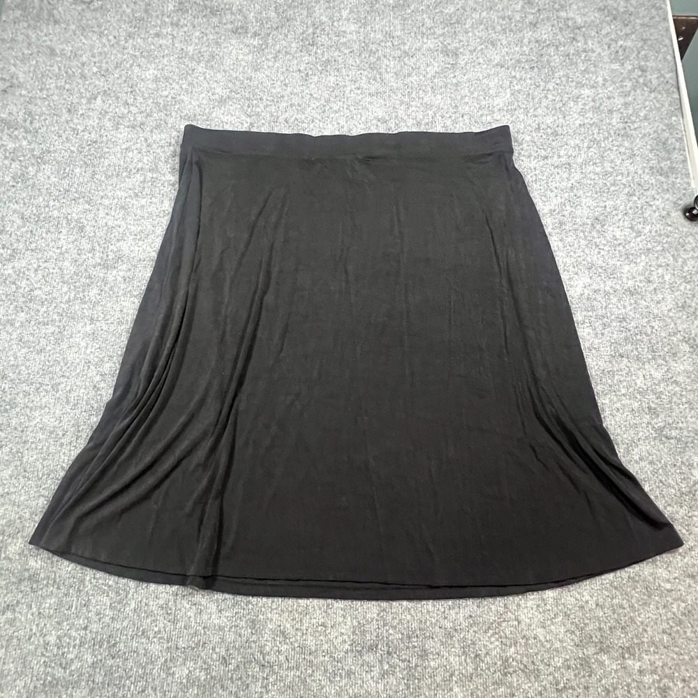 Jaclyn Smith Fit & Flare Midi Skirt Womens 3X Black Stretch Elastic Waistband